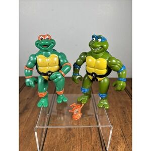 Vintage TMNT Toon Figure Lot 1992 Ninja Turtles Leo Mike Accessory WORKS